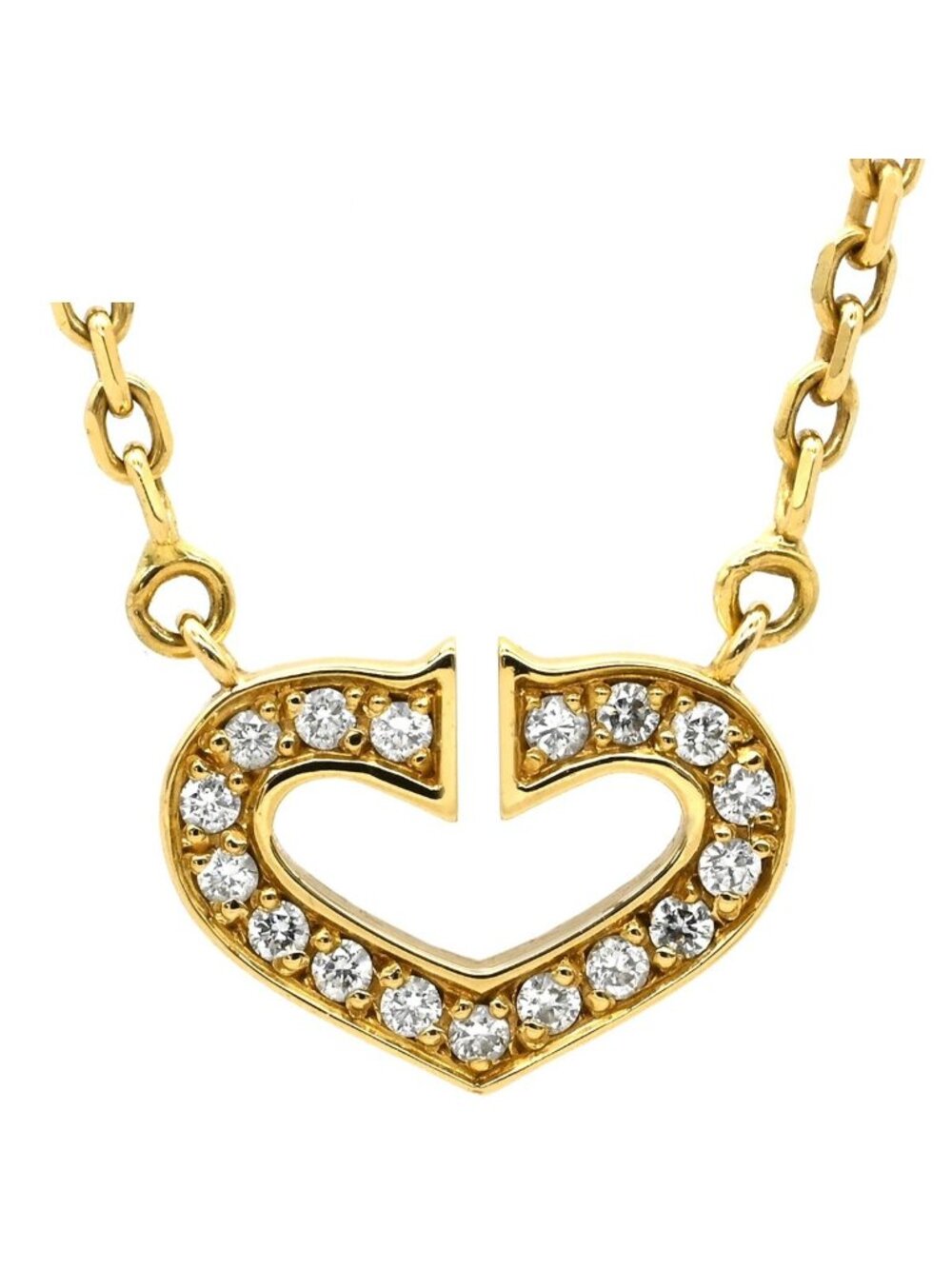 Cartier Necklace C Heart Diamond Yellow Gold